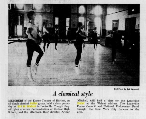 Dance Theatre of Harlem rehearsing at Liberty Hall in 1972